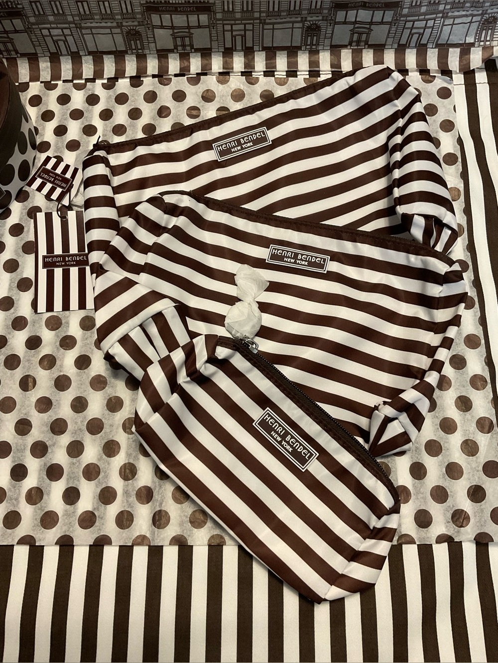 Henri Bendel Packable Travel Trio - Set of 3 Centennial Stripe Nylon Bags